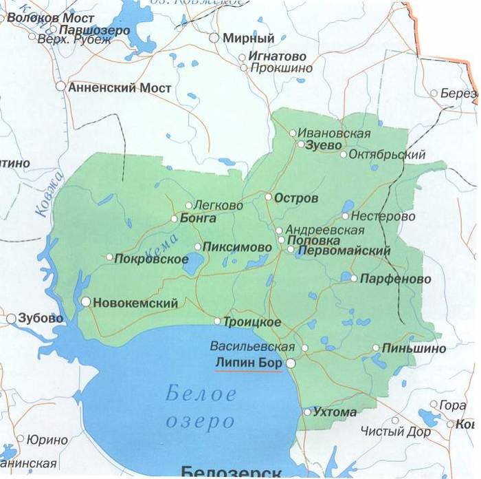 Территория Вашкинского района.